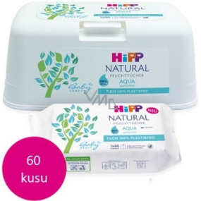 HiPP Babysanft Natural Aqua čistiace vlhčené obrúsky bez plastov pre deti 60 kusov + box