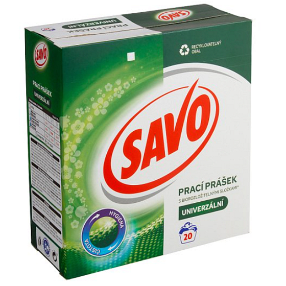 Savo Universal s biologicky odbúrateľnými zložkami prací prášok na farebné a biele oblečenie 20 praní 1,4 kg