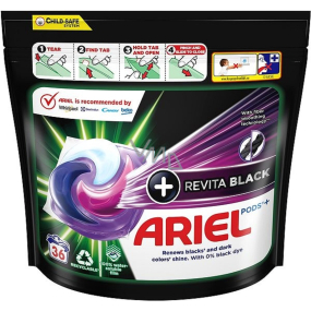 Ariel All in1 Pods Revitablack gélové kapsuly na čierne a tmavé prádlo 36 kusov