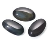 Obsidián čierny mydlový prírodný kameň cca 8 x 6 cm 1 kus, záchranný kameň