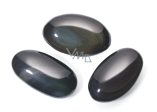 Obsidián čierny mydlový prírodný kameň cca 8 x 6 cm 1 kus, záchranný kameň