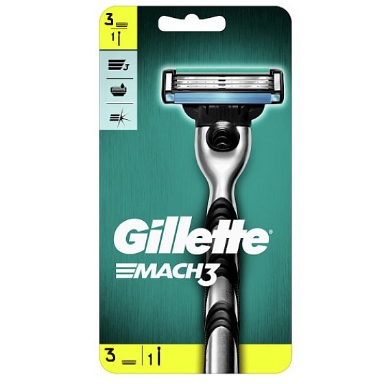 Gillette Mach3 strojček + náhradné hlavice 3 kusy, pre mužov
