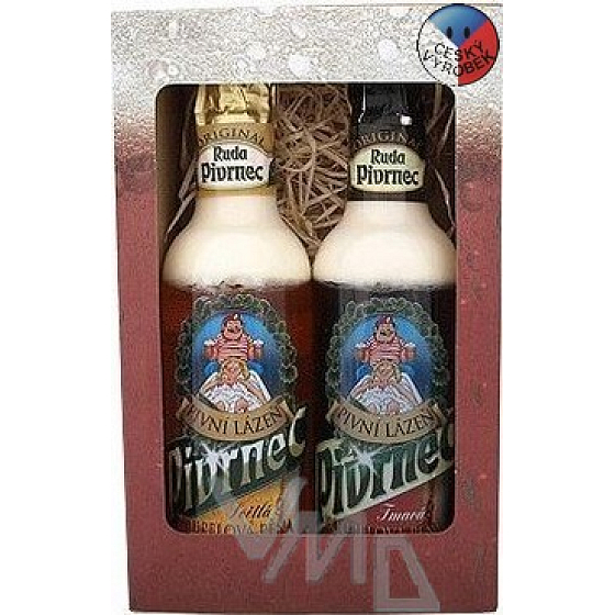 Bohemia Gifts Pivrnec Pivný svetlá kúpeľová kúpeľ 500 ml + pena tmavá 500 ml