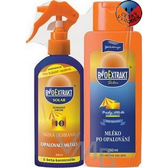 BioExtrakt SPF30 Opaľovacie mlieko 200 ml sprej + mlieko 250 ml, kozmetická sada