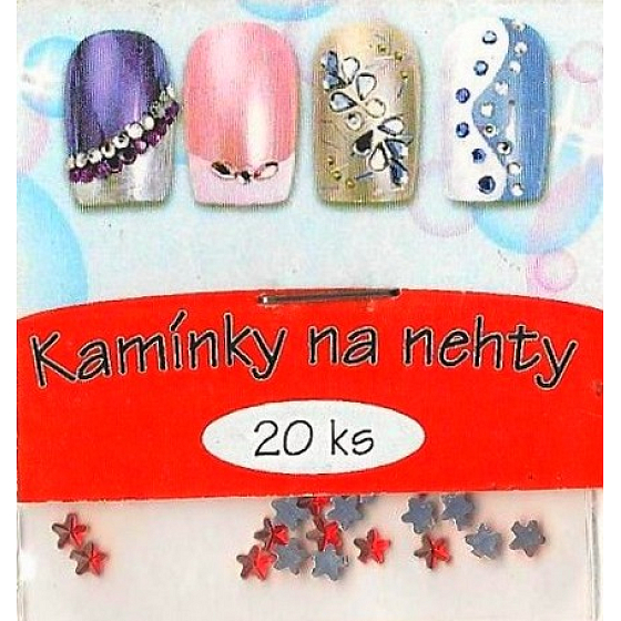 Professional Ozdoby na nechty kamienky hviezdičky červené 20 kusov