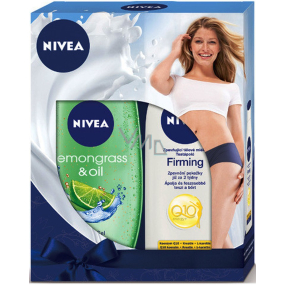 Nivea Lemongrass & Oil sprchový gél 250 ml + Q10 Plus Firming spevňujúce telové mlieko pre normálnu pokožku 250 ml, pre ženy kozmetická sada