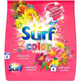 Surf Color Tropical Lily & Ylang Ylang prášok s aviváži na pranie farebnej bielizne 4 dávky 280 g