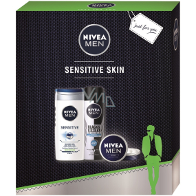 Nivea Men Invisible Black & White Fresh antiperspirant sprej pre mužov 150 ml + Men Sensitive sprchový gél 250 ml + Nivea Men Creme krém 30 ml, kozmetická sada