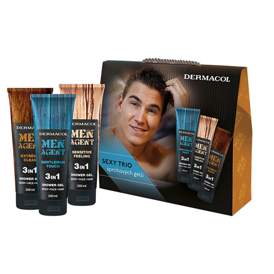Dermacol Men Agent 3v1 sprchový gél 3 x 250 ml, kozmetická sada