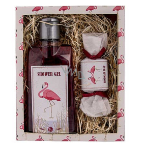 Bohemia Gifts Flamingo Vínna réva sprchový gél 200 ml + ručne vyrobené mydlo 30 g kozmetická sada