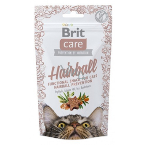 Brit Care Cat Snack Hairball Kacgna maškrta polomäkké doplnkové krmivo 50 g