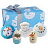 Bomb Cosmetics Snehuliak - Mr Frosty šumivý balistik do kúpeľa 3 x 160 g + špalíček do kúpeľa 2 x 50 g, kozmetická sada