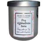 Heart & Home Svieža ľanová sójová sviečka s nápisom Pre výnimočnú ženu 110 g