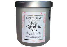 Heart & Home Svieža ľanová sójová sviečka s nápisom Pre výnimočnú ženu 110 g