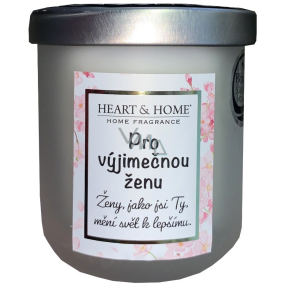 Heart & Home Svieža ľanová sójová sviečka s nápisom Pre výnimočnú ženu 110 g