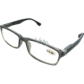 Berkeley dioptrické okuliare na čítanie + 4,0 plastové čierne, čierne pruhy 1 kus MC2248