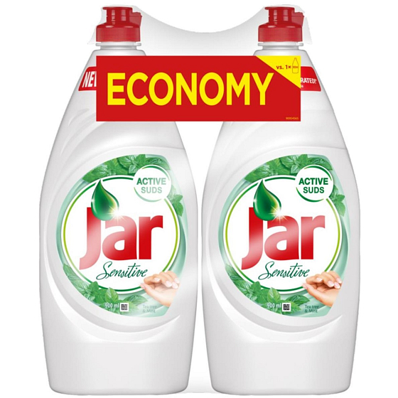Jar Sensitive Tea Tree & Mint prostriedok na ručné umývanie riadu 2 x 900 ml, duopack