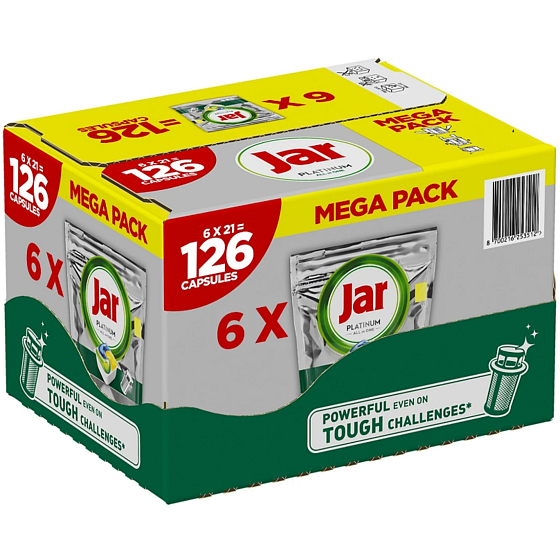 Jar Platinum All in One Kapsule do umývačky riadu Lemon box 6 x 21 kusov