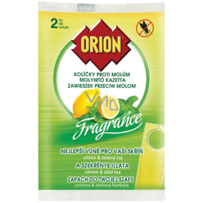 Orion Fragrance Citrón & Zelený čaj závesné kolíčky proti moliam 2 kusy