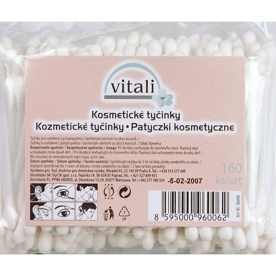 Vitali Vatové tyčinky do uší v sáčku 160 kusov