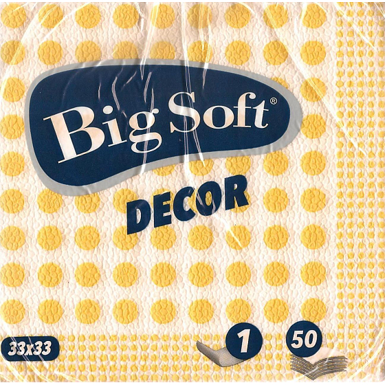 Big Soft Decor papierové ubrousky1 vrstvové 33 x 33 cm 50 kusov žltej