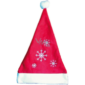 Mikuláš / Santa vianočné čiapky červená s vločkami 40 x 30 cm 1 kus