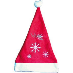 Mikuláš / Santa vianočná čiapka červená s vločkami 40 x 30 cm 1 kus