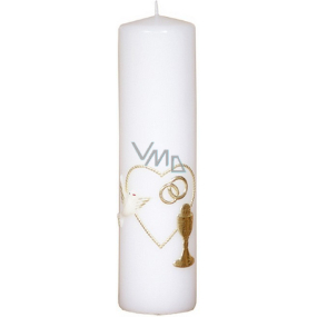 Lima Svadobné sviece Srdiečko a prstienky oltárne sviečka biela valec 60 x 220 mm 1 kus