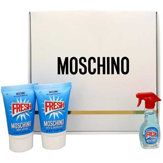 Moschino Fresh Couture toaletná voda 5 ml + sprchový gél 25 ml + telové mlieko 25 ml, darčeková sada