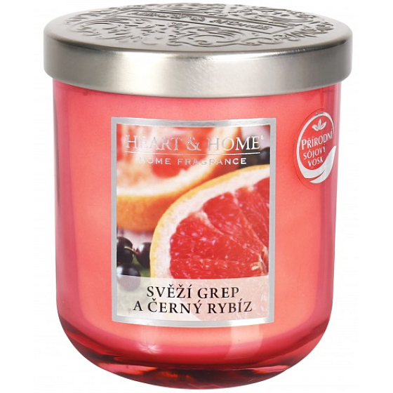 Heart & Home Svieža grep a čierne ríbezle Sójová vonná sviečka strednej horí až 30 hodín 115 g