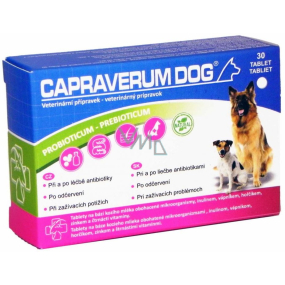 Capraverum Dog Probioticum - Prebioticum veterinárny prípravok pre psov, pri liečbe antibiotikami, po odčervenie, pri zažívacích problémoch 30 tabliet