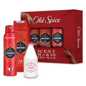 Old Spice Captain Trio dezodorant sprej 150 ml + 2v1 sprchový gél na telo a vlasy 250 ml + voda po holení 100 ml, kozmetická sada pre mužov
