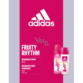 Adidas Fruity Rhythm parfumovaný dezodorant 75 ml + dezodorant v spreji 150 ml, kozmetická sada pre ženy