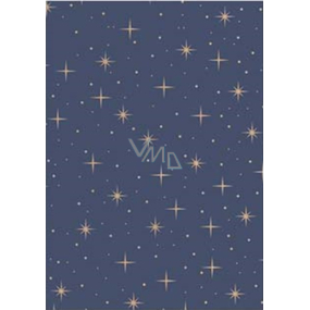 Ditipo Vianočný baliaci papier na darčeky 70 x 200 cm Kraft modrý, béžové hviezdy