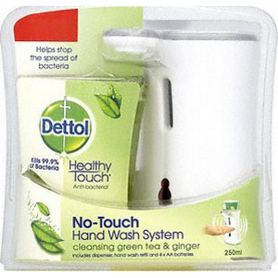 Dettol Zelený čaj so zázvorom bezdotykový dávkovač mydla strojček + antibakteriálna náplň 250 ml