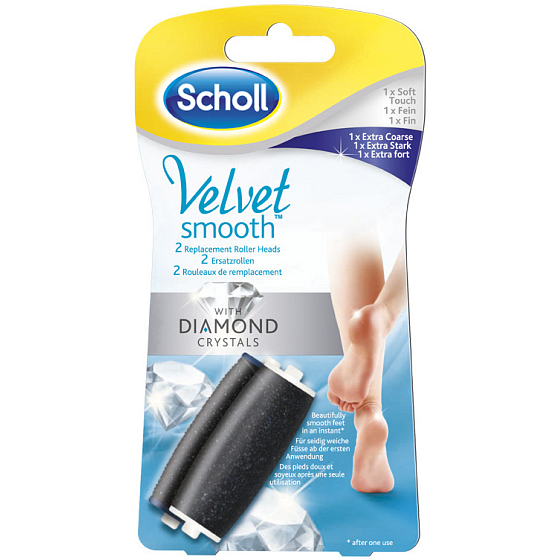 Scholl Velvet Smooth Express Pedi with Diamond Crystals elektrický pilník náhradné hlavice jemná 1 kus + extra hrubá 1 kus
