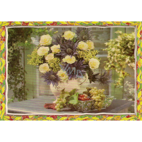 Nekupto Pohľadnica Žlté ruže s fialovými kvetmi