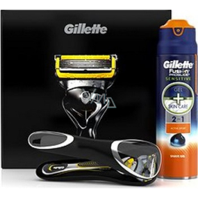 Gillette Fusion ProShield holiaci strojček + Sensitive gél na holenie 170 ml + cestovné púzdro, kozmetická sada, pre mužov