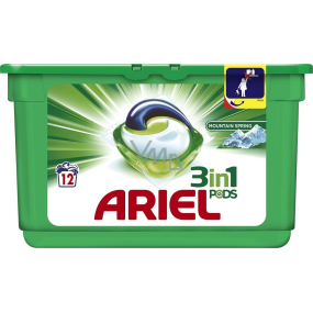Ariel 3v1 Mountain Spring gélové kapsule na pranie bielizne 12 kusov 358,8 g