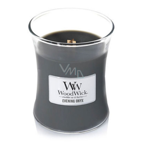 Woodwick Evening Onyx - Večerné Onyx vonná sviečka s dreveným knôtom a viečkom sklo stredná 275 g
