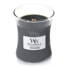 Woodwick Evening Onyx - Večerné Onyx vonná sviečka s dreveným knôtom a viečkom sklo stredná 275 g