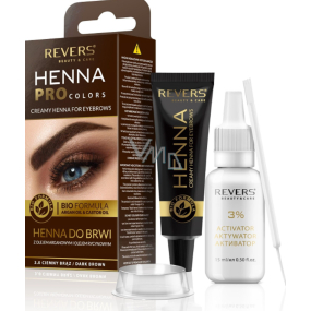 Reverz Bio Henna s arganovým a Ricinovýmolejem farba na mihalnice a obočie farbí, zahusťuje a zlepšuje rast obočia Hnedá 15 ml + 15 ml