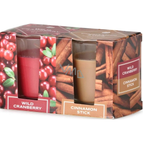 Emóciám Wild Cranberry & Cinnamon Stick - Divoká brusnica a škorice vonná sviečka sklo 52 x 65 mm 2 kusy v krabičke