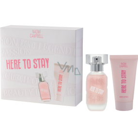 Naomi Campbell Here To Stay toaletná voda pre ženy 15 ml + telové mlieko 50 ml, darčeková sada pre ženy
