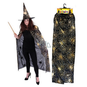 Rappa Halloween Kostým čarodejnícky plášť s klobúkom a pavučinou pre dospelých