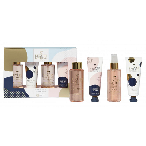 Grace Cole Orange & Ylang Ylang pena do kúpeľa 100 ml + telová hmla 100 ml + krém na ruky 50 ml + telový krém 50 ml, kozmetická sada pre ženy