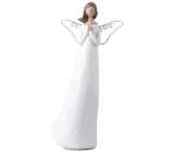 Anjel v bielych šatách a kovovými krídlami polyresin 130 x 250 mm
