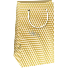 Ditipo Papierová darčeková taška QK 20 x 12 x 8 cm Zlaté a béžové trojuholníky