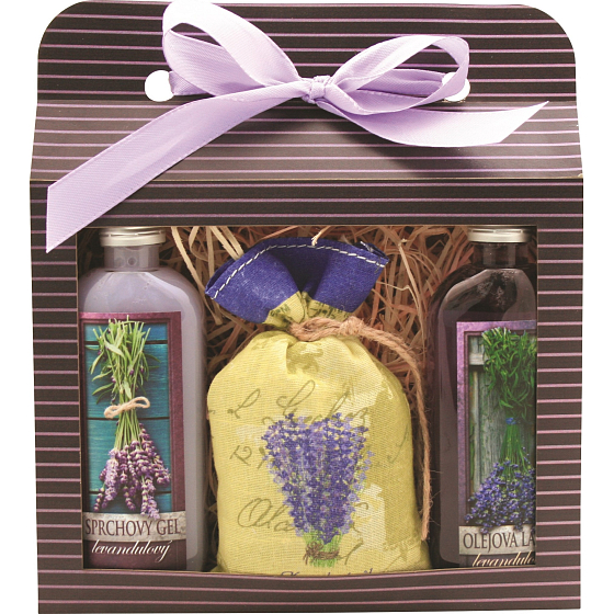 Bohemia Gifts Lavender La Provence sprchový gél 100 ml + Olejová kúpeľ 100 ml + soľ do kúpeľa 150 g, kozmetická sada