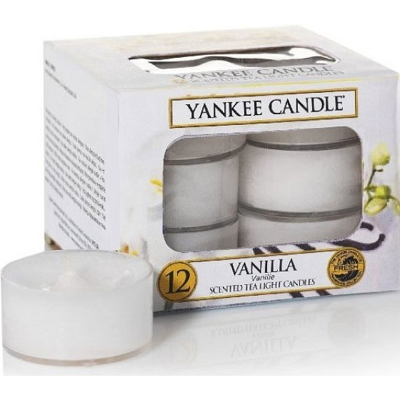 Yankee Candle Vanilla - Vanilka vonná čajová sviečka 12 x 9,8 g